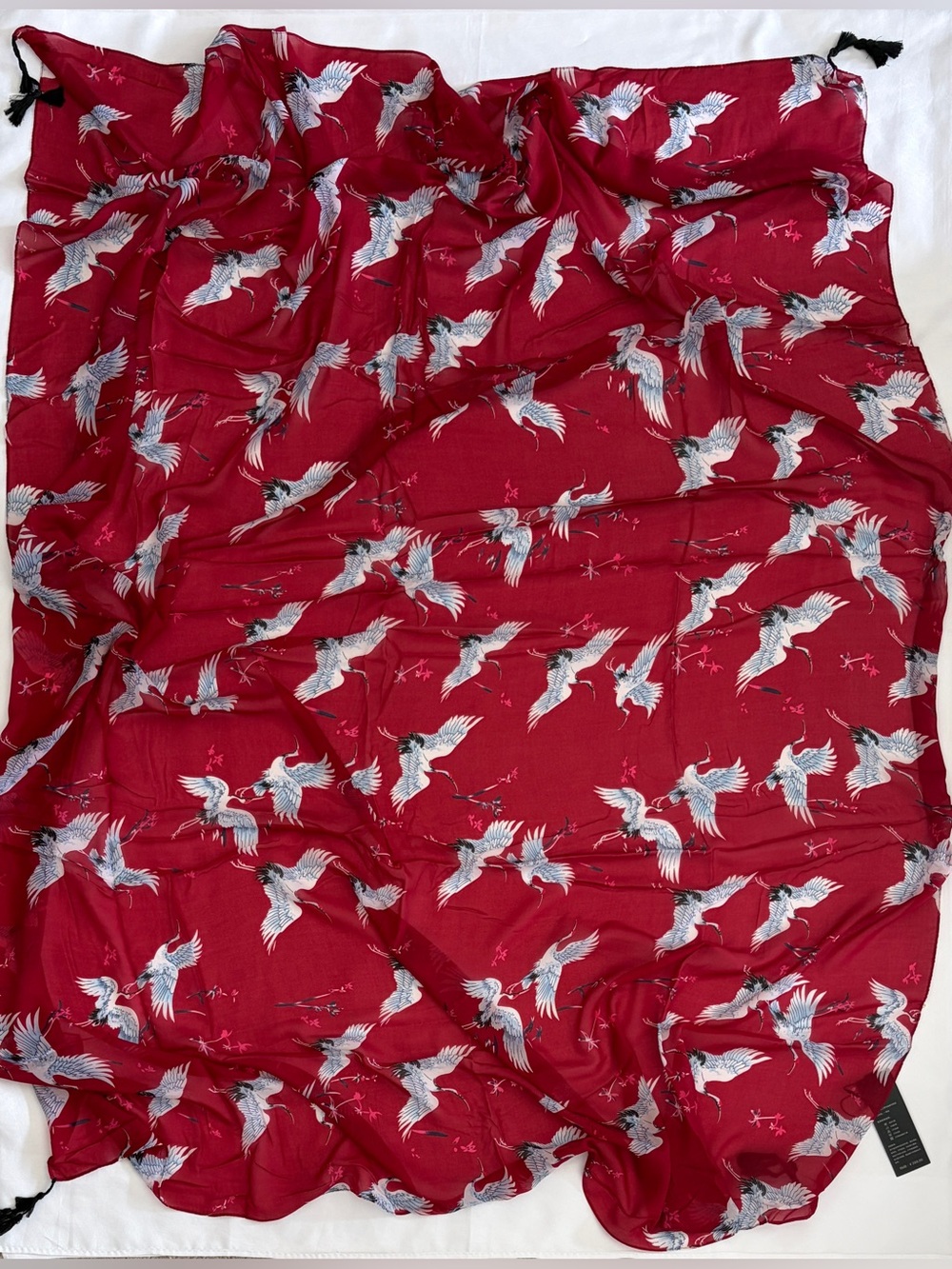 New Beach Wrap Scarf Shawl Dress Skirt Kimono Size XL 68x56 Crane Bird Oversized